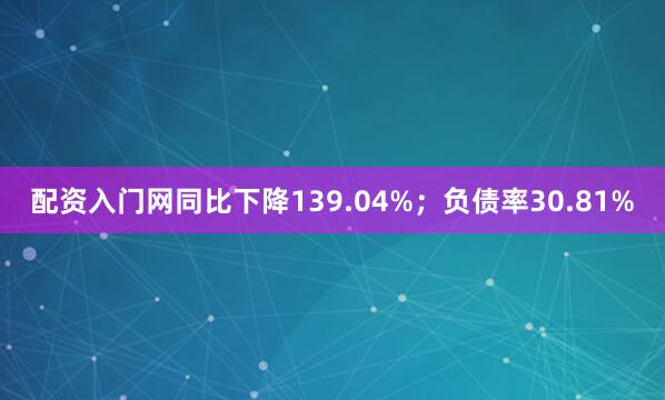 配资入门网同比下降139.04%；负债率30.81%